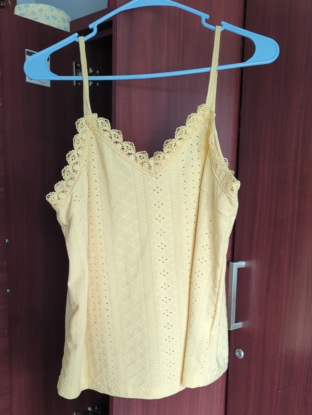 Lace-Trim Yellow Eyelet Camisole